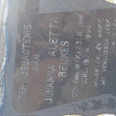 BEUKES Johanna Aletta nee VAN WYK 1916-1964