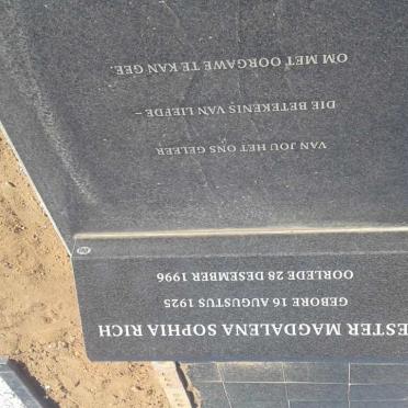 RICH Hester Magdalena Sophia 1925-1996