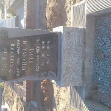 STONE Johanna M. nee VAN NIEKERK 1890-1959