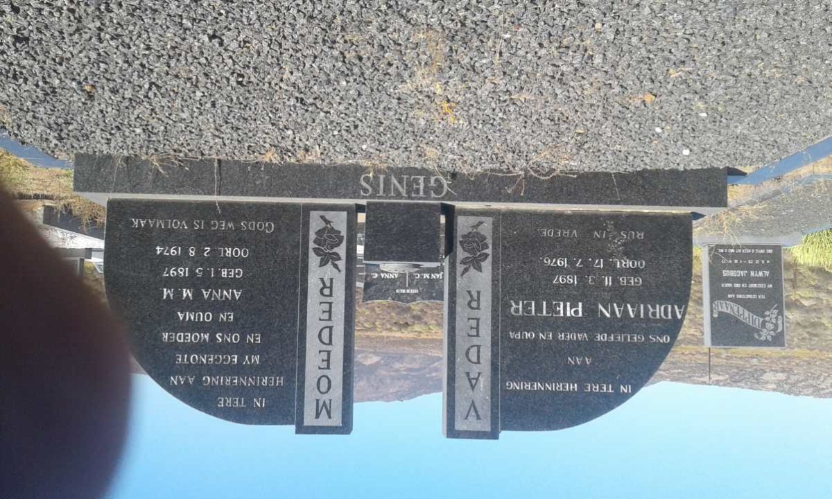 GENIS Adriaan Pieter 1897-1976 &amp; Anna M.M. 1897-1974