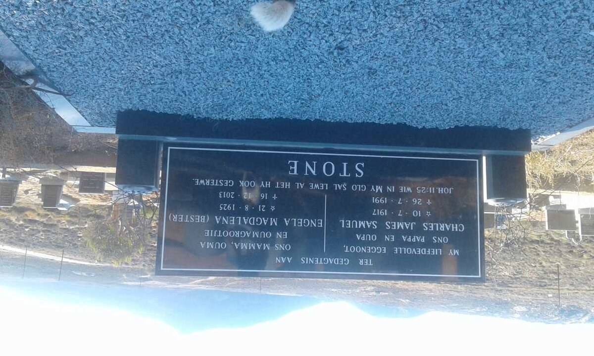 STONE Charles James Samuel 1917-1991 &amp; Engela Magdalena BESTER 1925-2013