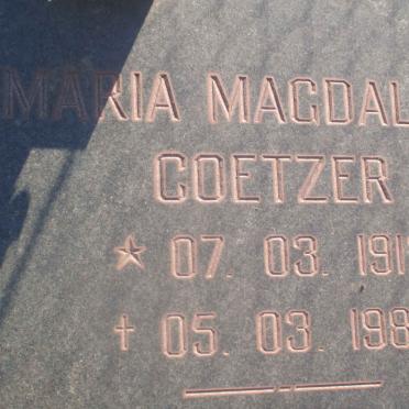COETZER Maria Magdalena 1913-1989
