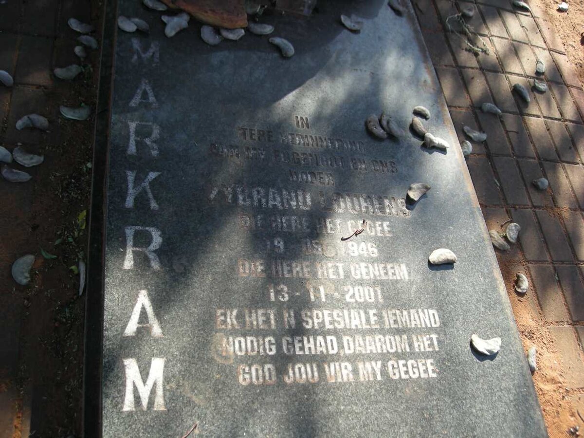 MARKRAM Zybrand Lourens 1946-2001