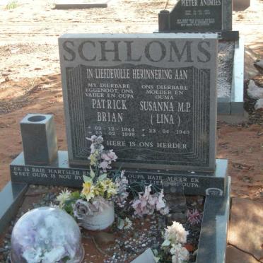 SCHLOMS Patrick Brian 1944-1999 &amp; Susanna M.P. 1943-