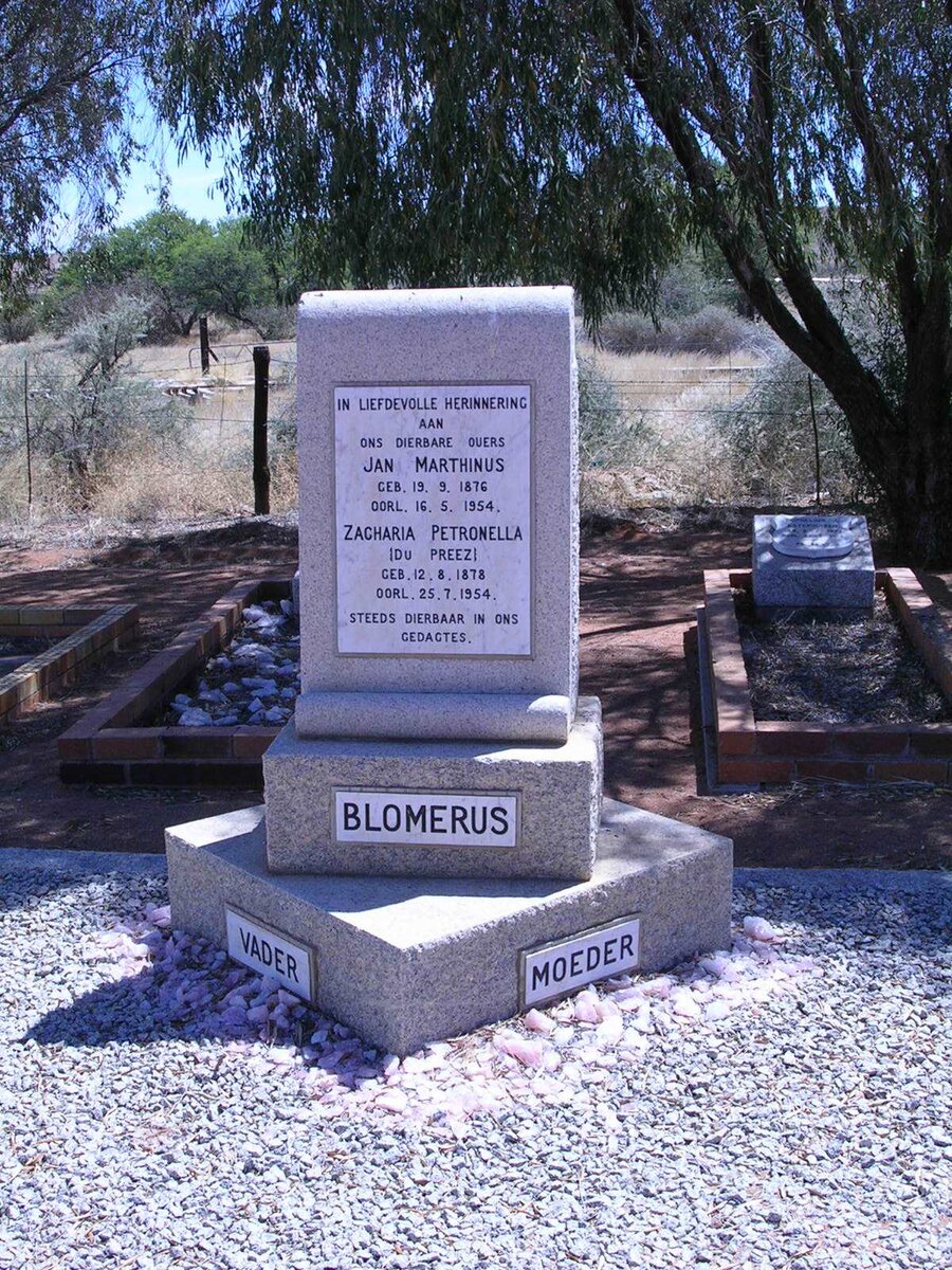 BLOMERUS Jan Marthinus 1876-1954 &amp; Zacharia Petronella DU PREEZ 1878-1954