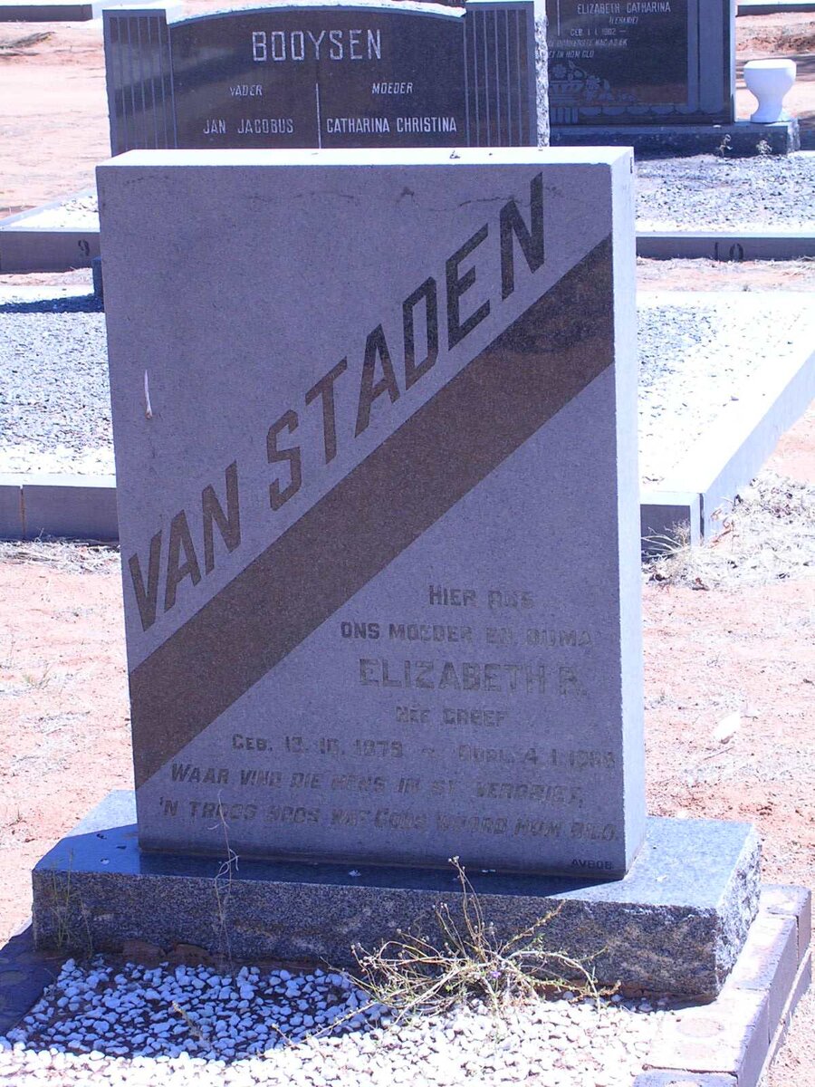 STADEN Elizabeth R., van geb. GREEF 1879-1968