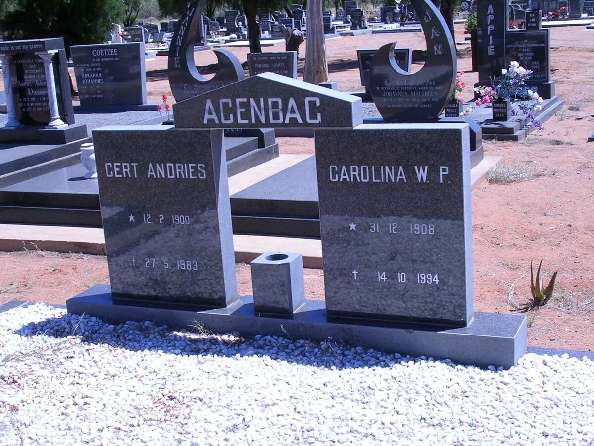 AGENBAG Gert Andries 1900-1983 &amp; Carolina W.P. 1908-1994