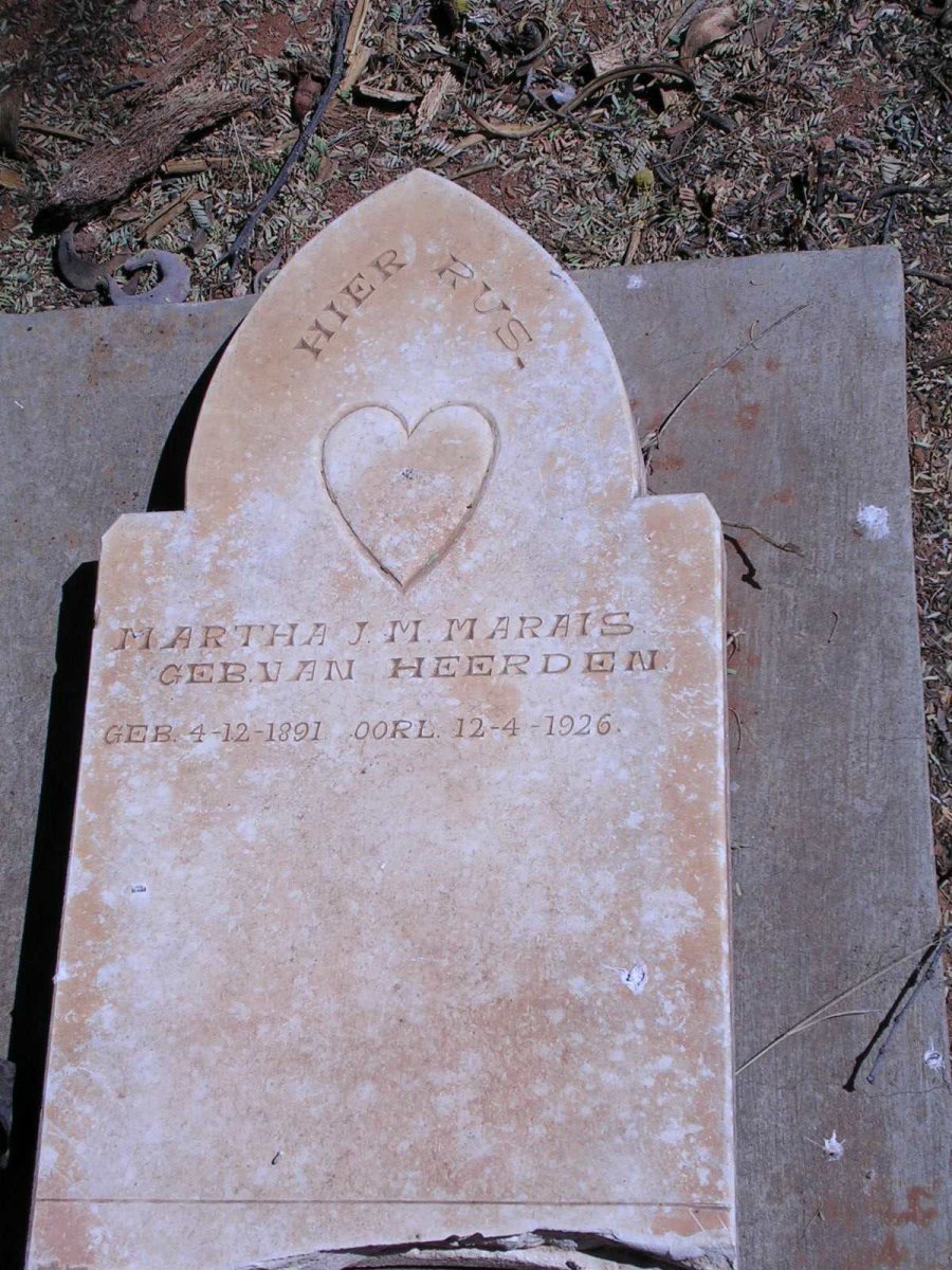 MARAIS Martha J.M. geb. VAN HEERDEN 1891-1926