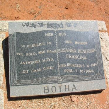 BOTHA Susanna Hendrina Francina geb. BURGER 1914-1964