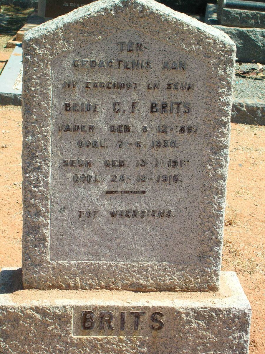 BRITS C.F. 1867-1930, BRITS C.F. 191? -1916