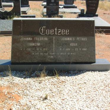 COETZEE Johannes Petrus Roux 1891-1982 &amp; Johanna Fredrika Francina 1901-1972