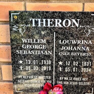 THERON Willem George Sebastiaan 1930-2019 & Louwrina Johanna BEYERS 1931-2024