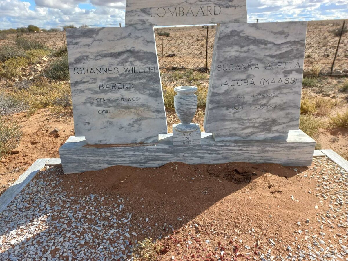 LOMBAARD Johannes Willem Barend 1902-1998 &amp; Susanna Aletta Jacoba MAASS 1909-1990