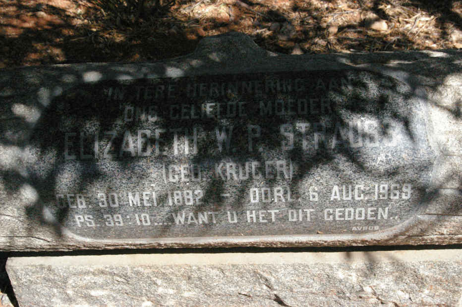 STRAUSS Elizabeth W.P. nee KRUGER 1882-1969
