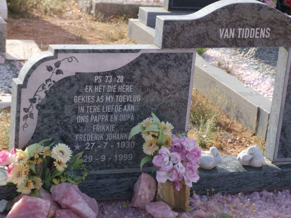 TIDDENS Frederik Johannes, van 1930-1999