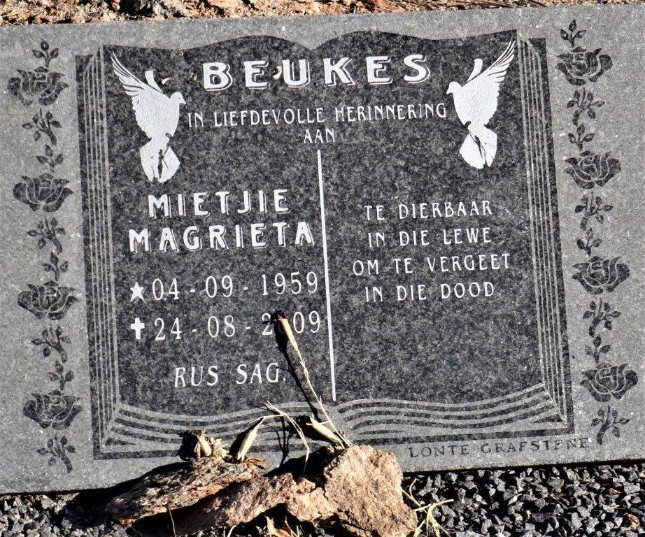 BEUKES Mietjie Magrieta 1959-2009