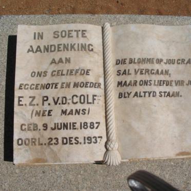 COLFF E.Z.P., van der nee MANS 1887-1937