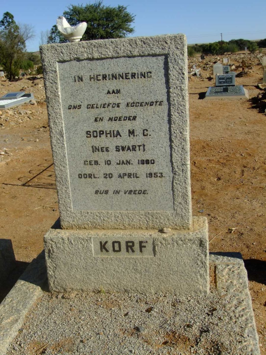 KORF Sophia M.C. nee SWART 18?0-1953