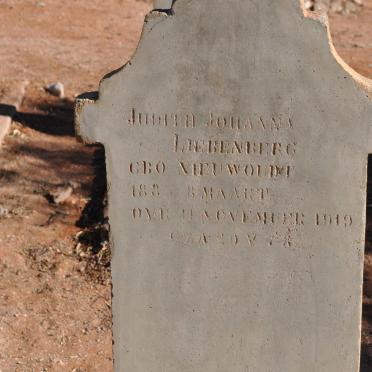 LIEBENBERG Judith Johanna nee NIEUWOUDT 188?-1919