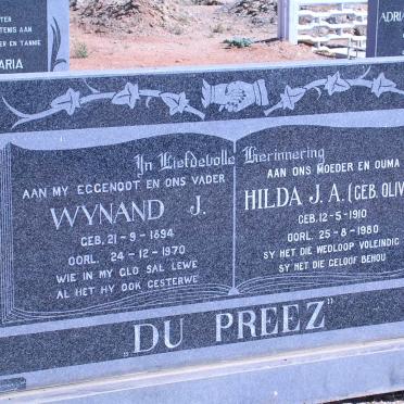 PREEZ Wynand J., du 1894-1970 &amp; Hilda J.A. OLIVIER 1910-1980