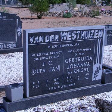 WESTHUIZEN J.C., van der 1917-1989 &amp; Gertruida Johanna KNIGHT 1921-2003
