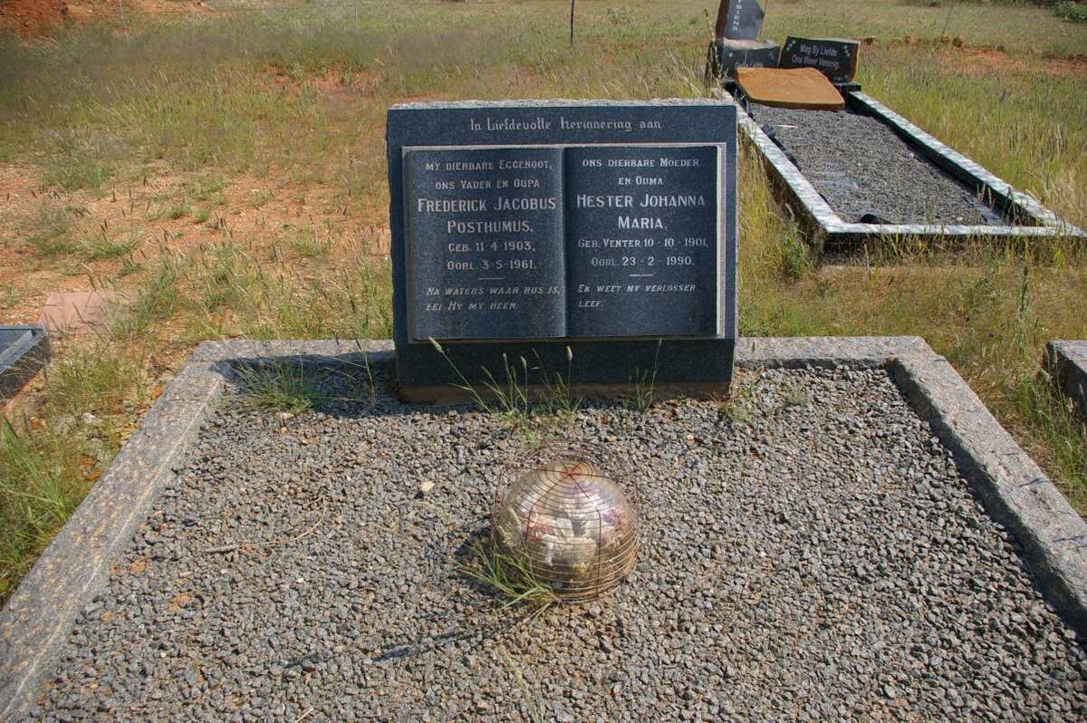 POSTHUMUS Frederick Jacobus 1903-1961 &amp; Hester Johanna Maria VENTER 1901-1990