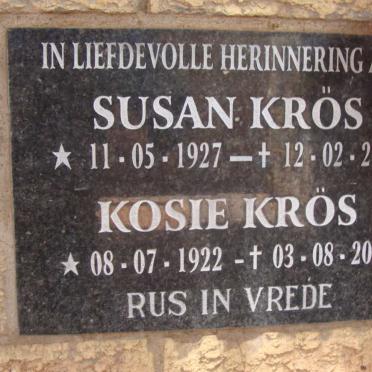 KROS Kosie 1922-2010 &amp; Susan 1927-2008