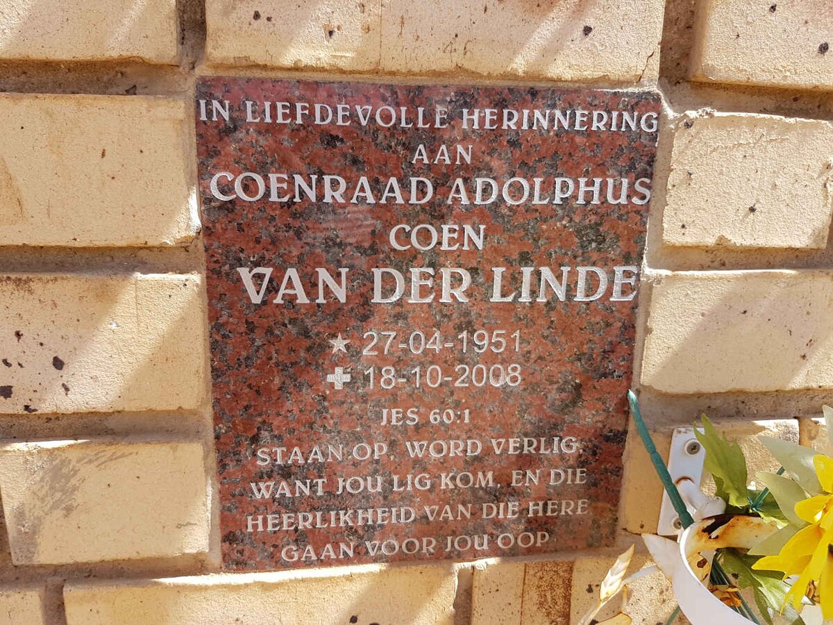 LINDE Coenraad Adolphus, van der 1951-2008