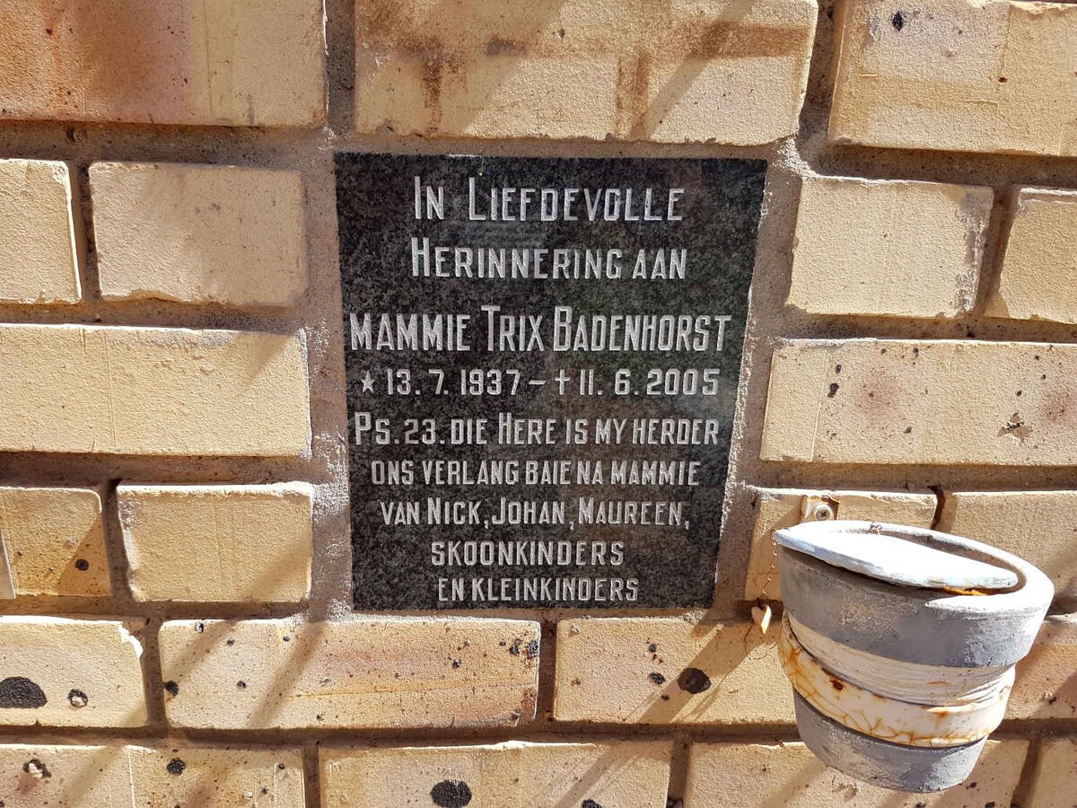 BADENHORST Trix 1937-2005