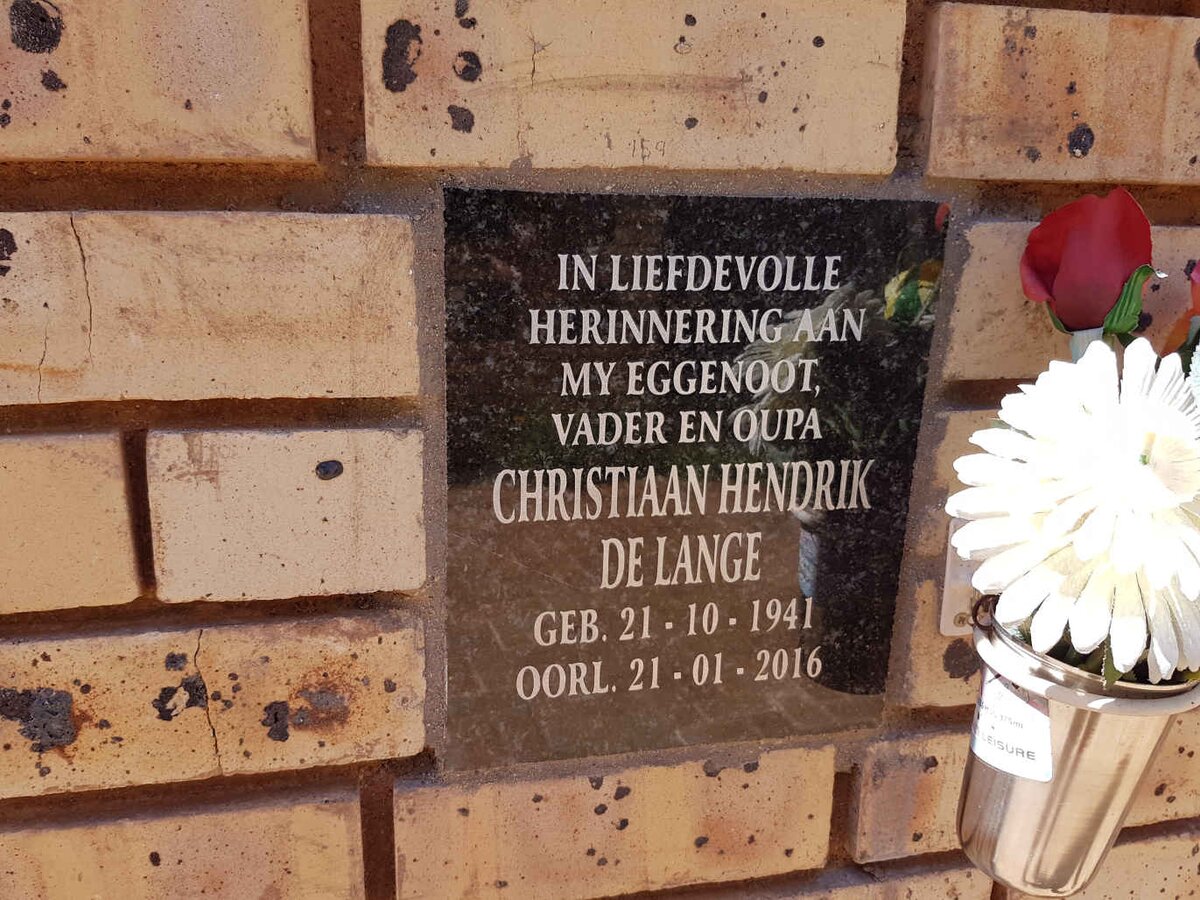 LANGE Christiaan Hendrik, de 1941-2016