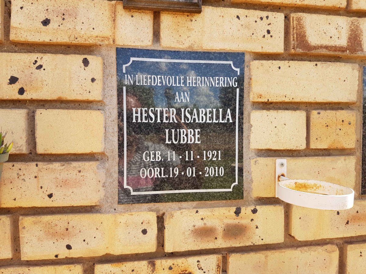 LUBBE Hester Isabella 1921-2010