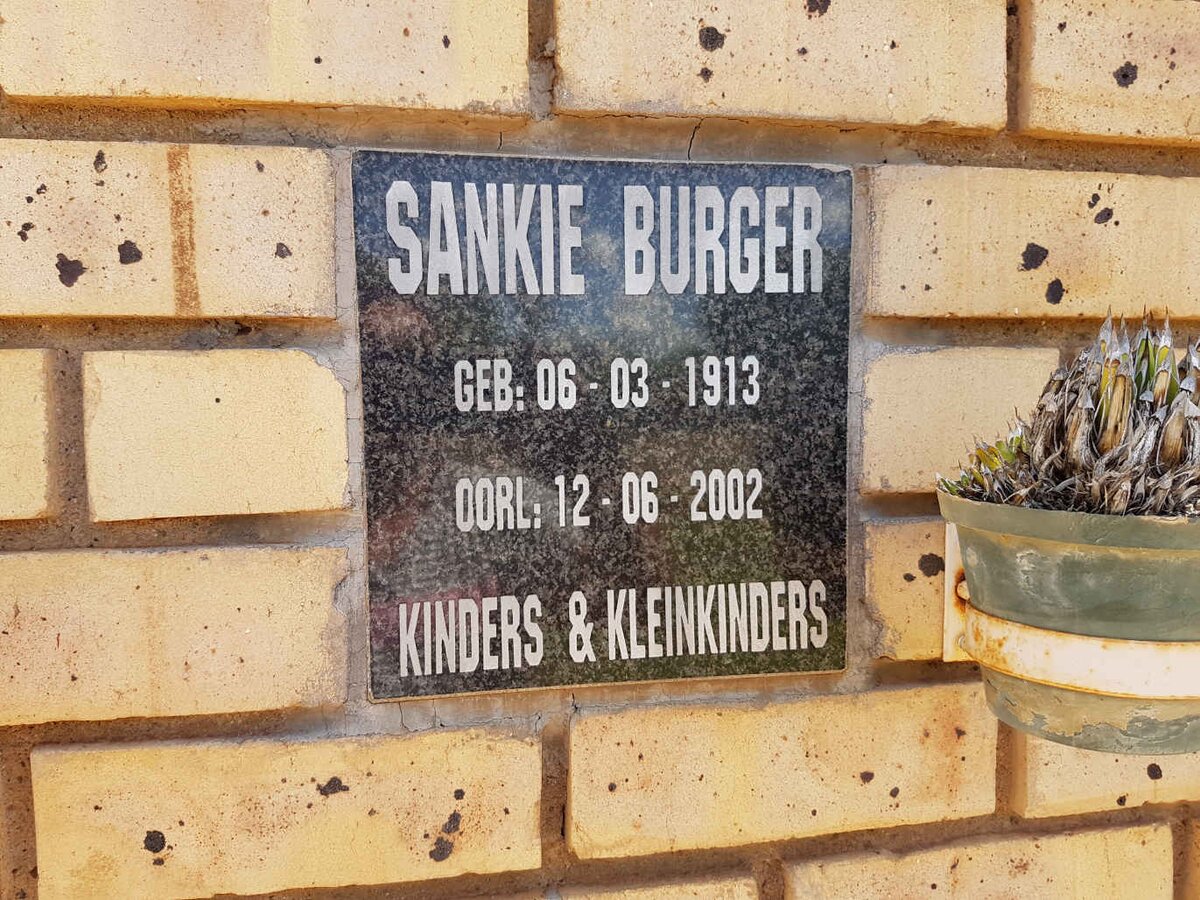 BURGER Sankie 1913-2002