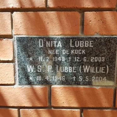 LUBBE W.S.P. 1946-2004 &amp; D'Nita DE KOCK 1948-2003