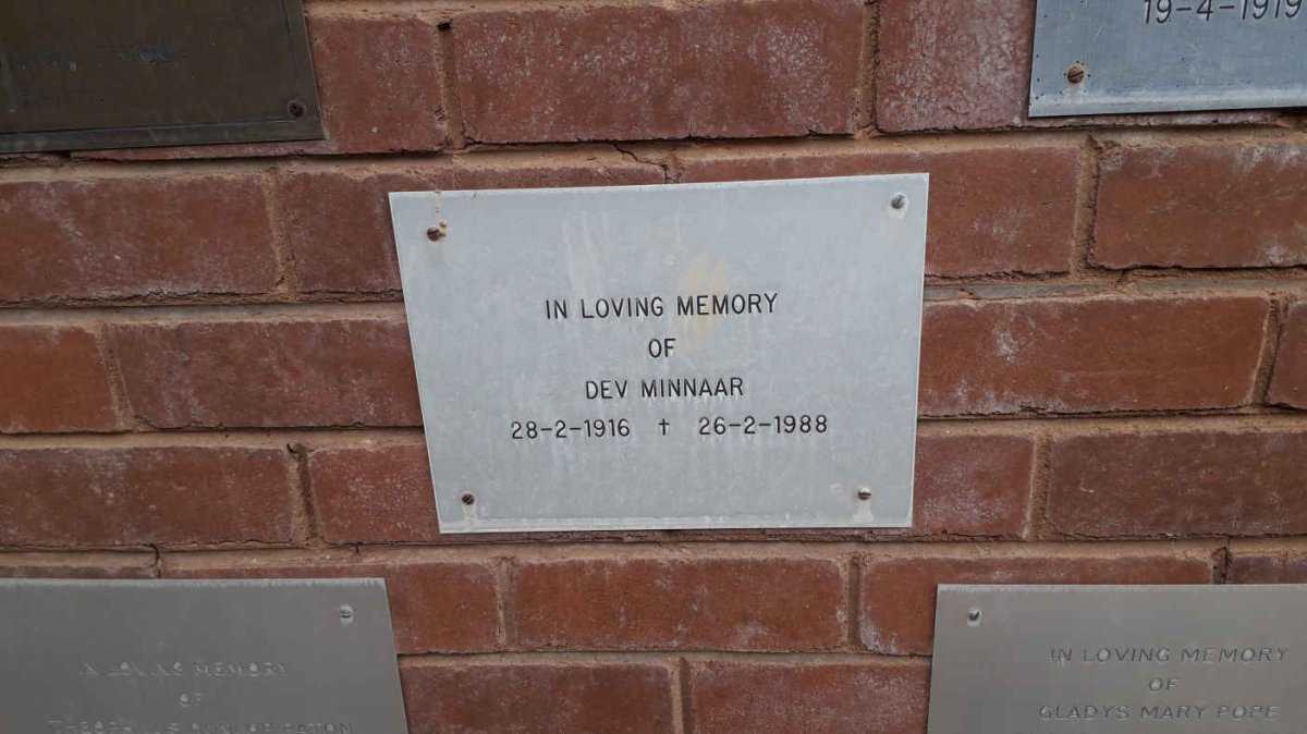 MINNAAR Abraham Benjamin de Villiers 1916-1988