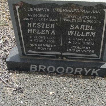 BROODRYK Sarel Willem 1946-2012 &amp; Hester Helena 1946-2008