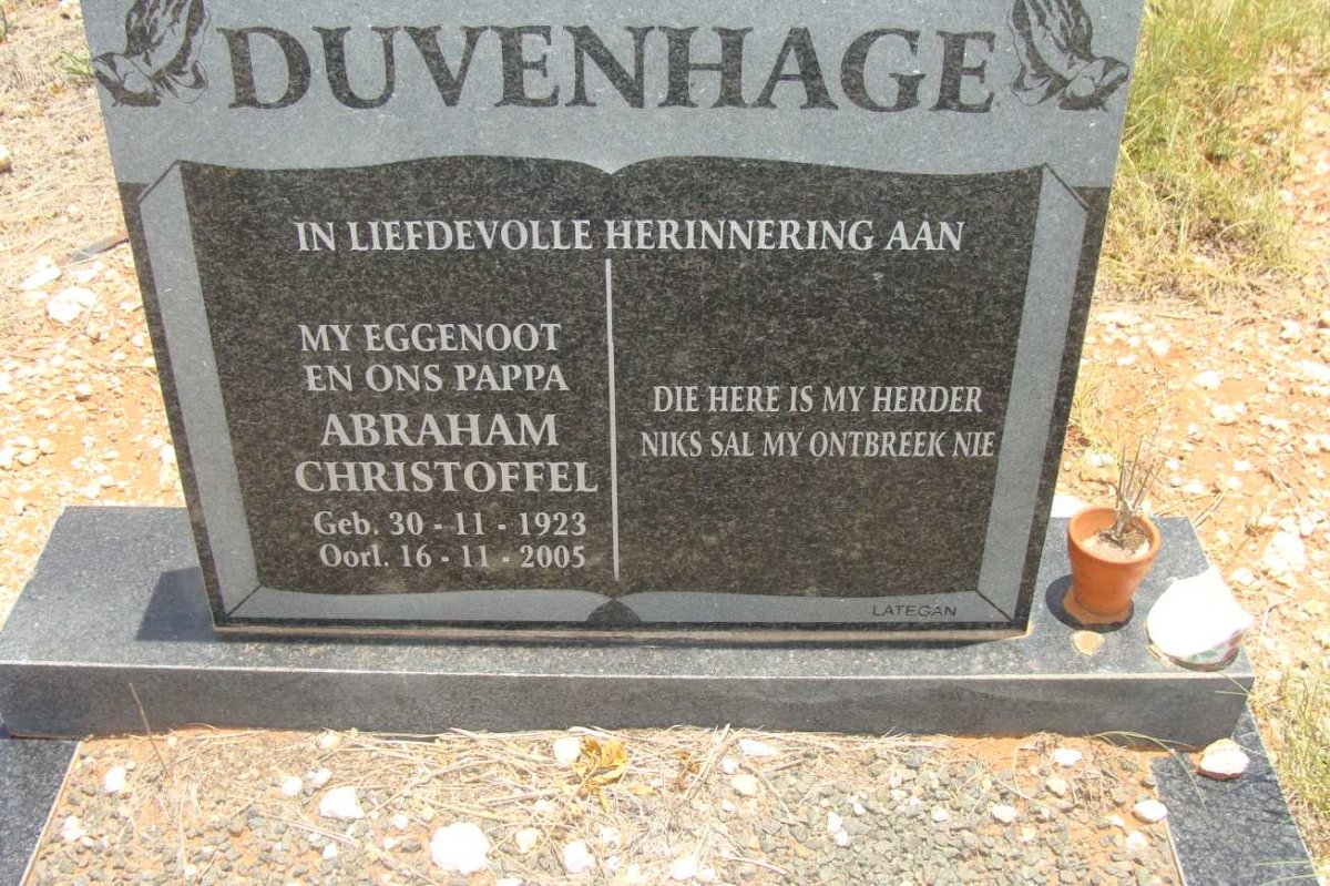 DUVENHAGE Abraham Christoffel 1923-2005