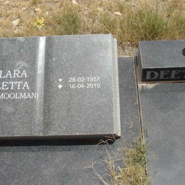DEETLEFS Johannes Petrus 1955- &amp; Clara Aletta MOOLMAN 1957-2010