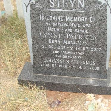 STEYN Johannes Stephanus 1932-2008 &amp; Lynne Patricia MACAULAY 1936-2002