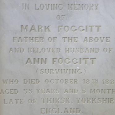 FOGGITT Mark -1883 :: FOGGITT Henry Luke -1881 