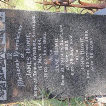 HOWIE James 1844-1882 &amp; Jane 1850-1886 :: HOWIE John -1889
