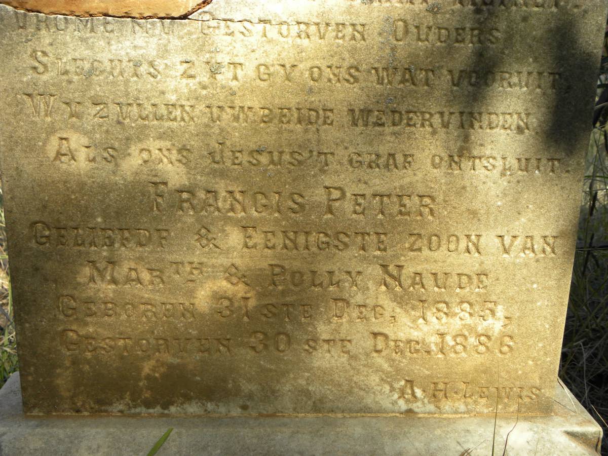 NAUDE Francis Peter 1885-1886