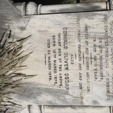 WOCKE Susanna Elizabeth voorheen HOFMEYR nee CALF :: WOCKE Oswald Oliver Oscar 1878-1878