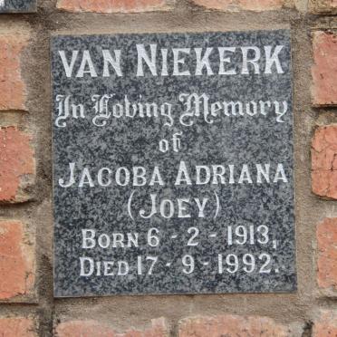 NIEKERK Jacoba Adriana, van 1913-1992