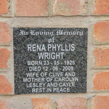 WRIGHT Rena Phyllis 1925-2009