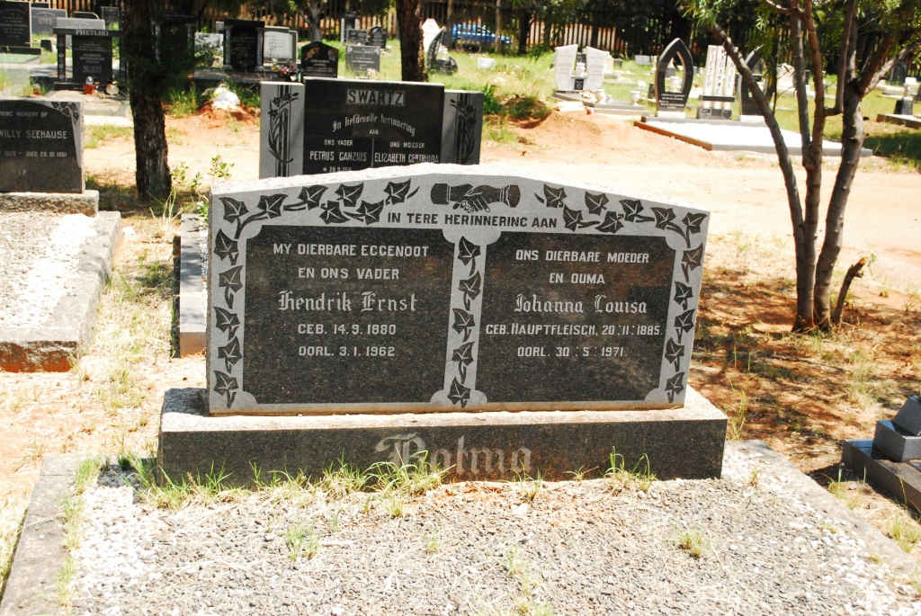 BOTMA Hendrik Ernst 1880-1962 &amp; Johanna Louisa HAUPTFLEISCH 1885-1971