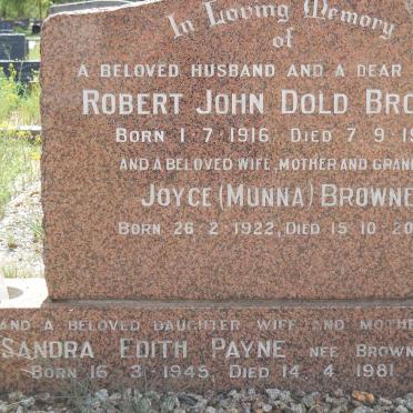 BROWNE Robert John Dold 1916-1964 &amp; Joyce 1922-2002 :: PAYNE Sandra Edith nee BROWNE 1945-1981