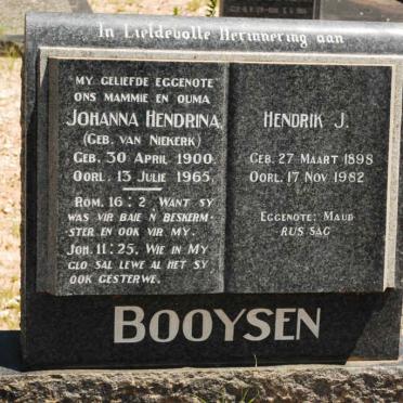 BOOYSEN Hendrik J. 1898-1982 &amp; Johanna Hendrina VAN NIEKERK 1900-1965