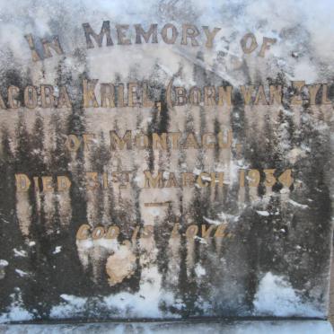 KRIEL Jacoba nee VAN ZYL -1934