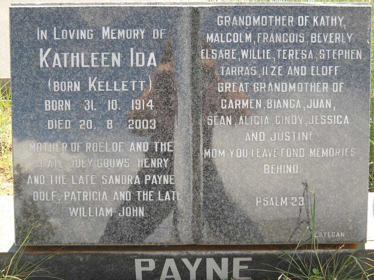 PAYNE Kathleen Ida nee KELLETT 1914-2003