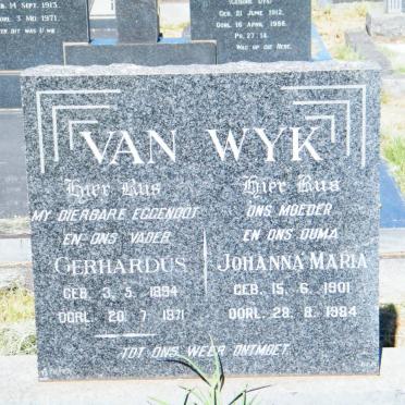 WYK Gerhardus, van 1894-1971 &amp; Johanna Maria 1901-1984